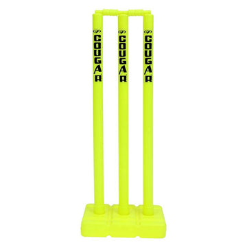 Cougar Plastic Cricket Stumps Set (Portable Plastic Wicket Set) with Stand & Bails - Distacart