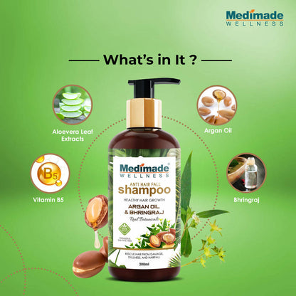 Medimade Wellness Anti Hair Fall Shampoo with Argan Oil & Bhringraj - Distacart