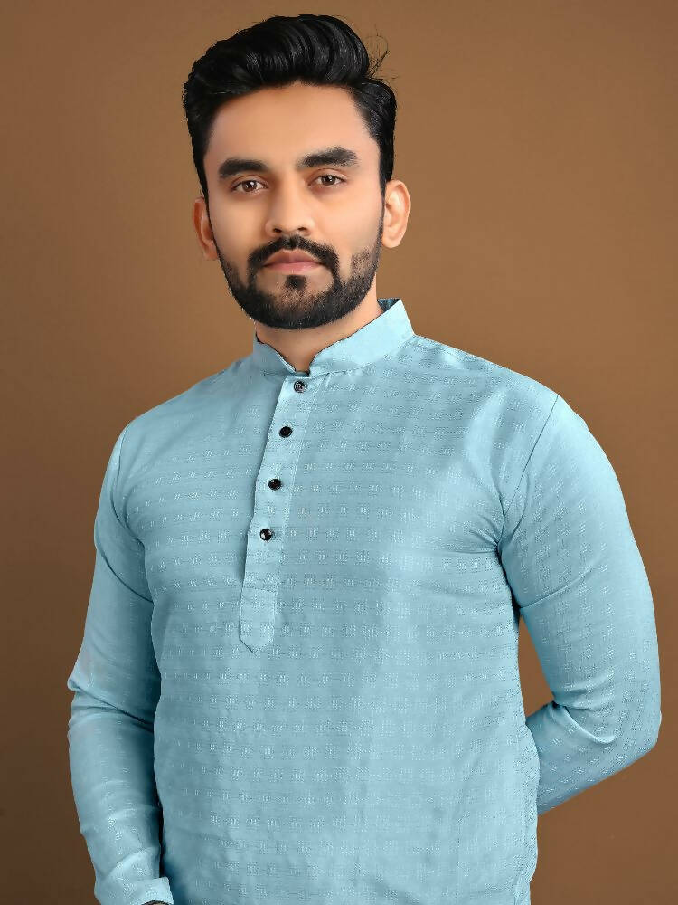 Traditional Men's Kurta Payjama Sets by Infinity Export - Sky Blue - Distacart