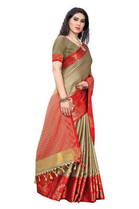 Thumbnail for Vamika Banarasi Jacquard Weaving Brown Saree (DHONI CHIKU)