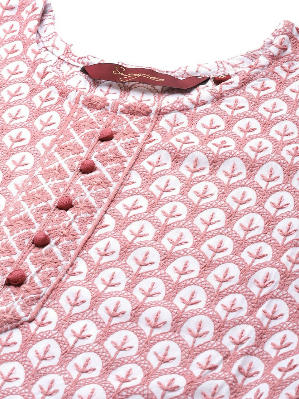 Deeps women's Pink Embroidered Rayon Kurta - Distacart