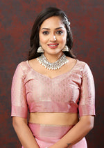 Thumbnail for Lorenvalley Fashion Pink Cotton Woven Design with Zari Weaving Design Saree - Distacart