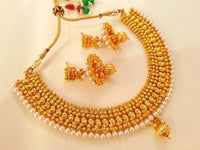 Thumbnail for Metallic Mango Necklace Set With White Beads