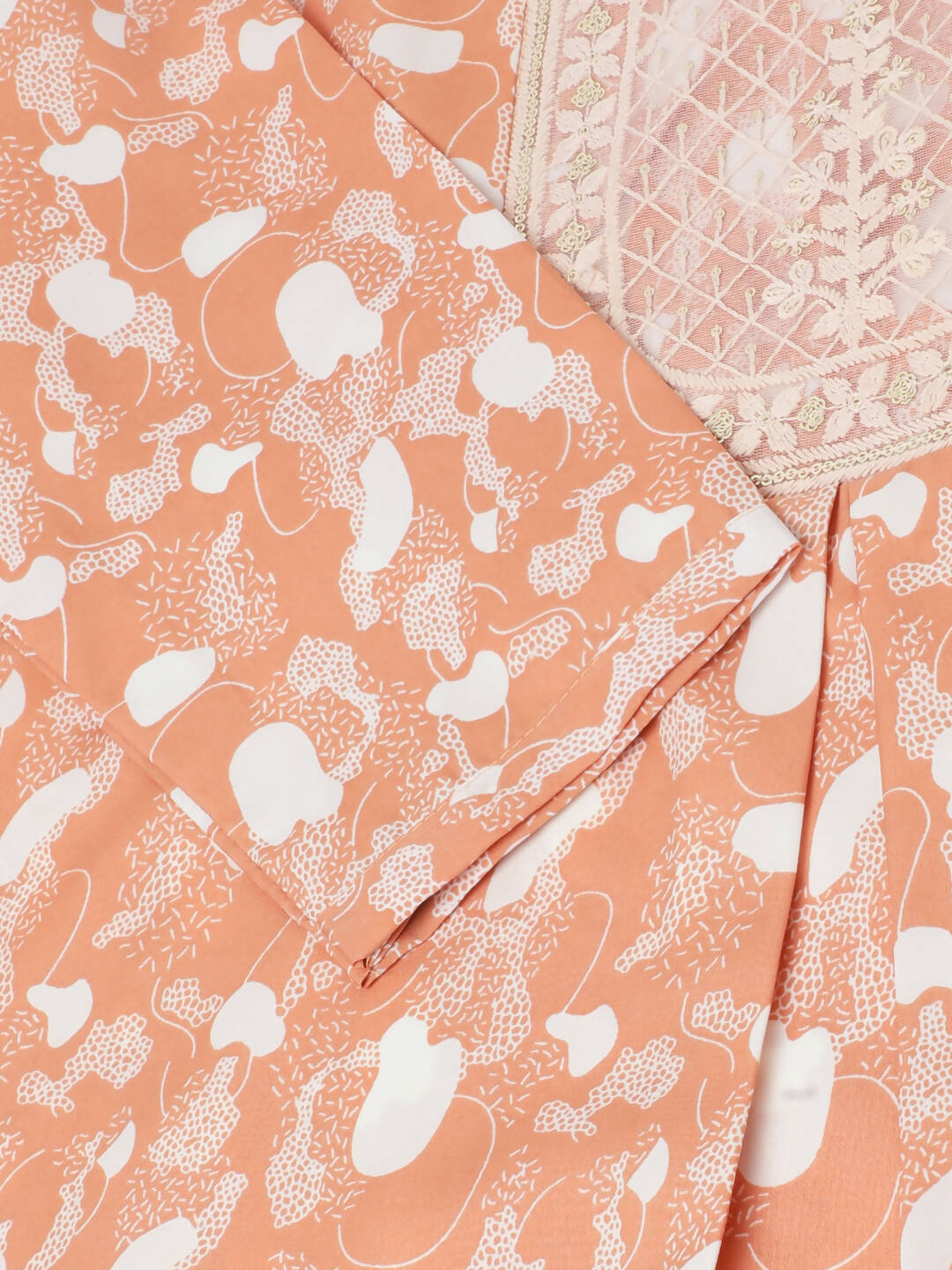 Orange Poly Crepe Digital Printed Top with Matching Bottom - Preeti - Distacart