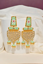 Thumbnail for Traditional Gold-Plated Meenakari Green Jhumka Jhumki Earrings By House of Ree - Distacart