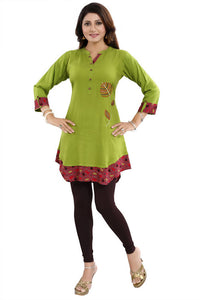 Thumbnail for Snehal Creations Gorgeous Designer Green Rayon Embroidery Tunic