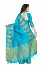 Thumbnail for Mimosa Women's Banarasi Tussar Silk Turquoise Blue Saree - Distacart