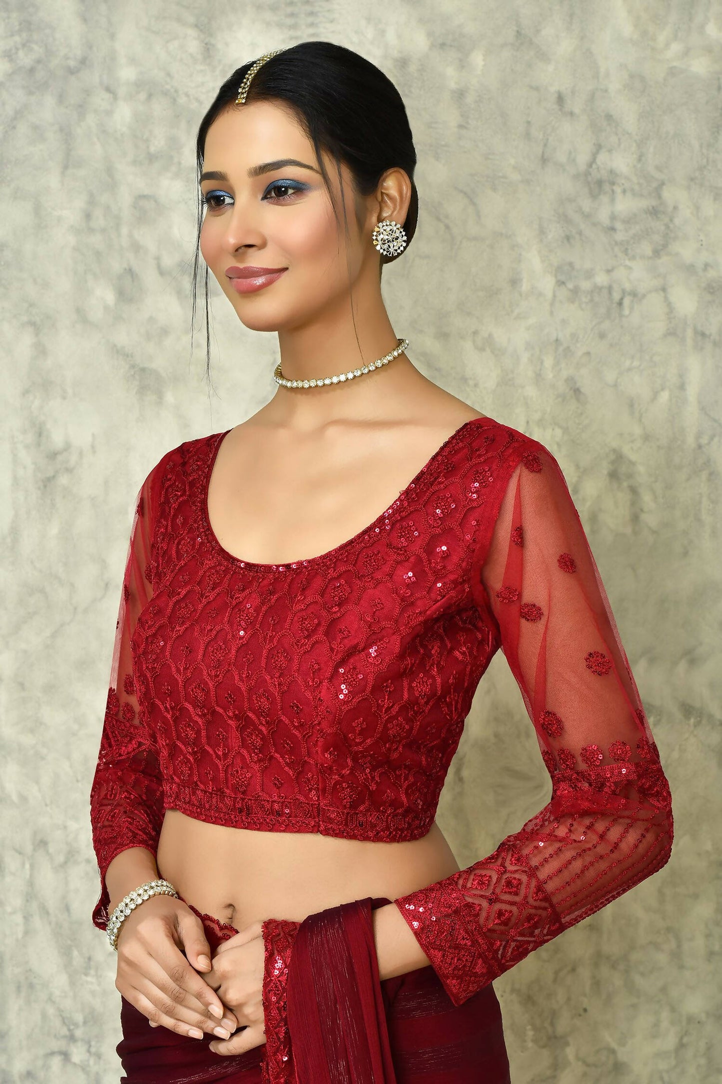 Maroon Silk Stripe Saree With Blouse Piece - Purvi - Distacart