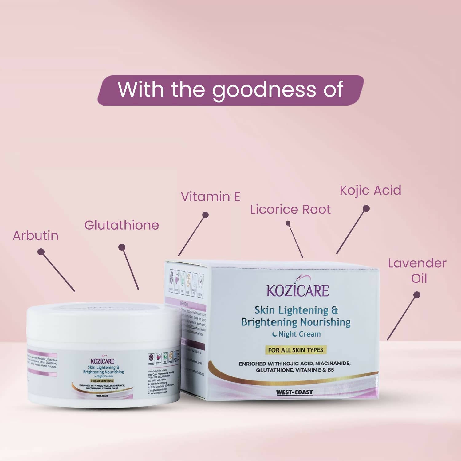 Healthvit Kozicare Skin Lightening & Brightening Nourishing Night Cream - Distacart