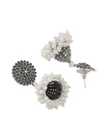 Thumbnail for NVR Women Silver Toned Dome Shaped Jhumkas Earrings - Distacart