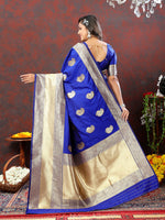 Thumbnail for Lorenvalley Fashion Blue Soft Silk Woven Design Gold Zari Weaving Saree - Distacart