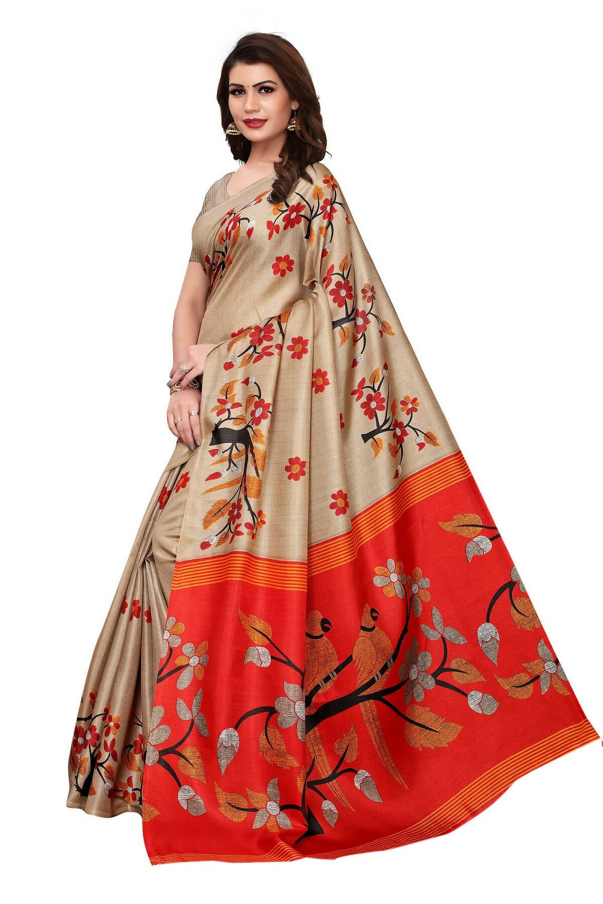 Vamika Chiku Kalamkari With Jhalar Khadi Silk Saree - Distacart