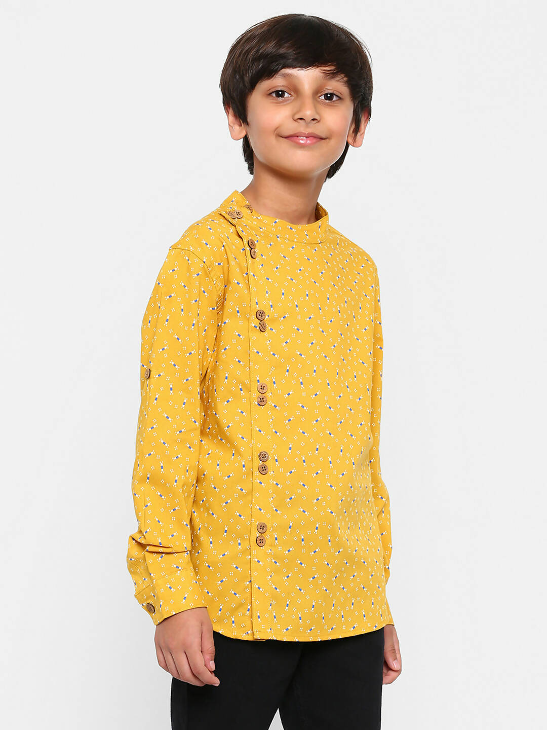 Manet Ethnic Full Sleeves Candy Printed Shirt - Yellow - Distacart