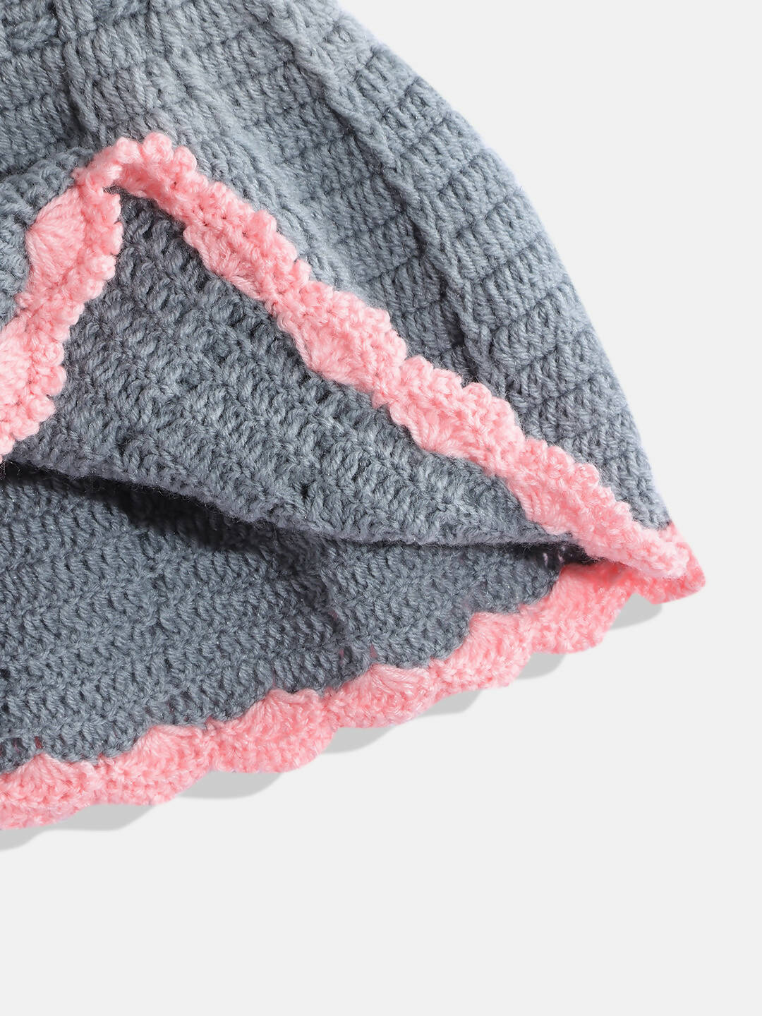 Chutput Kids Woollen Hand Knitted Sleeveless Bow Detail Dress - Grey - Distacart