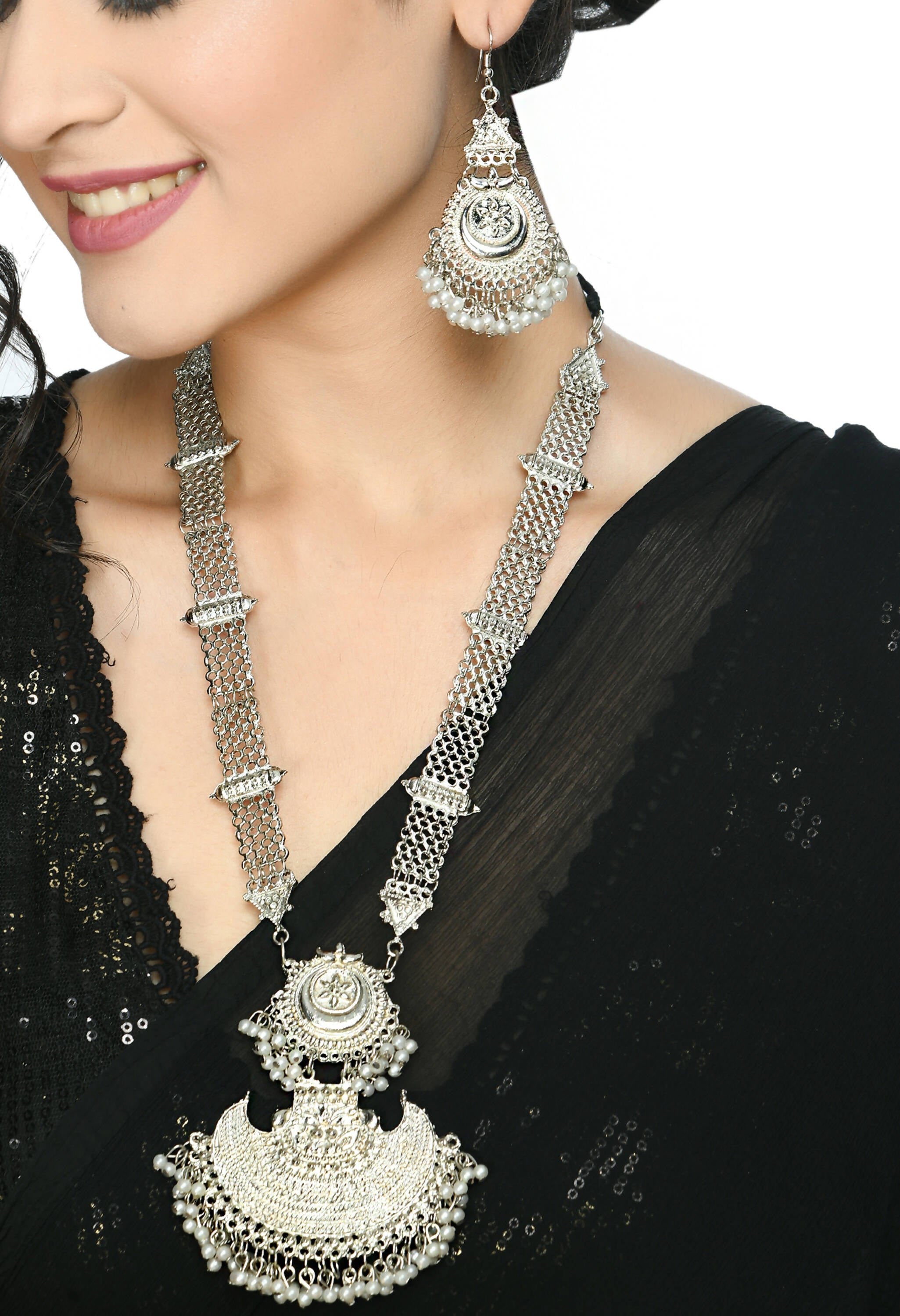 Mominos Fashion Johar Kamal Silver-Plated Brass Finish Rani Haar Statement Necklace For Women - Distacart