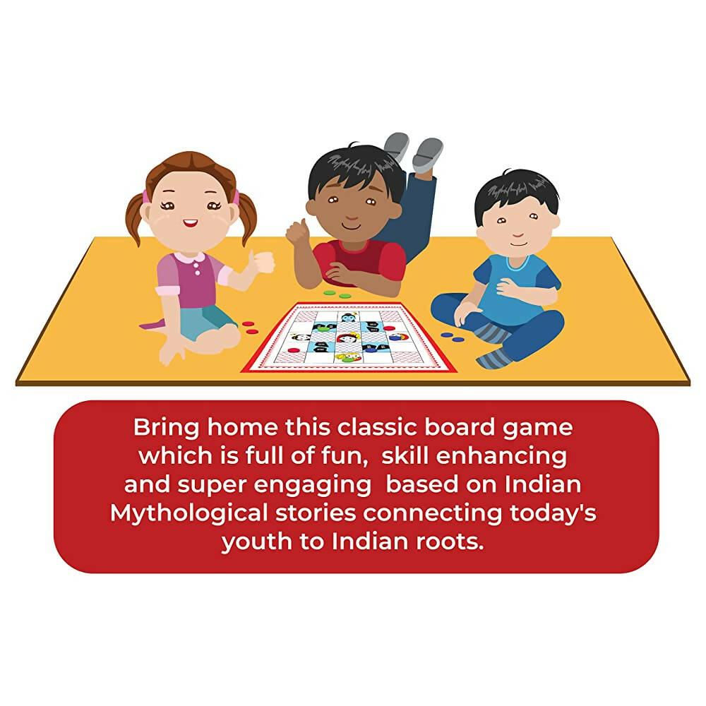 Desi Toys Ramayan Chauka Bara/ Ashta Chamma, Classic Strategy Board Game with Canvas Fabric Board, Based on Indian Mythological Story - Distacart