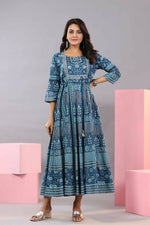 Thumbnail for Juniper Women Blue Shantoon Floral Printed Maxi Dress - Distacart
