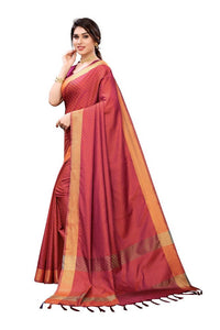 Thumbnail for Vamika Banarasi Jacquard Weaving Orange Saree