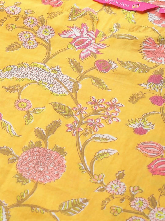 Anubhutee Mustard Yellow & Pink Pure Cotton Printed Night suit - Distacart