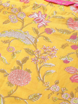 Anubhutee Mustard Yellow & Pink Pure Cotton Printed Night suit - Distacart