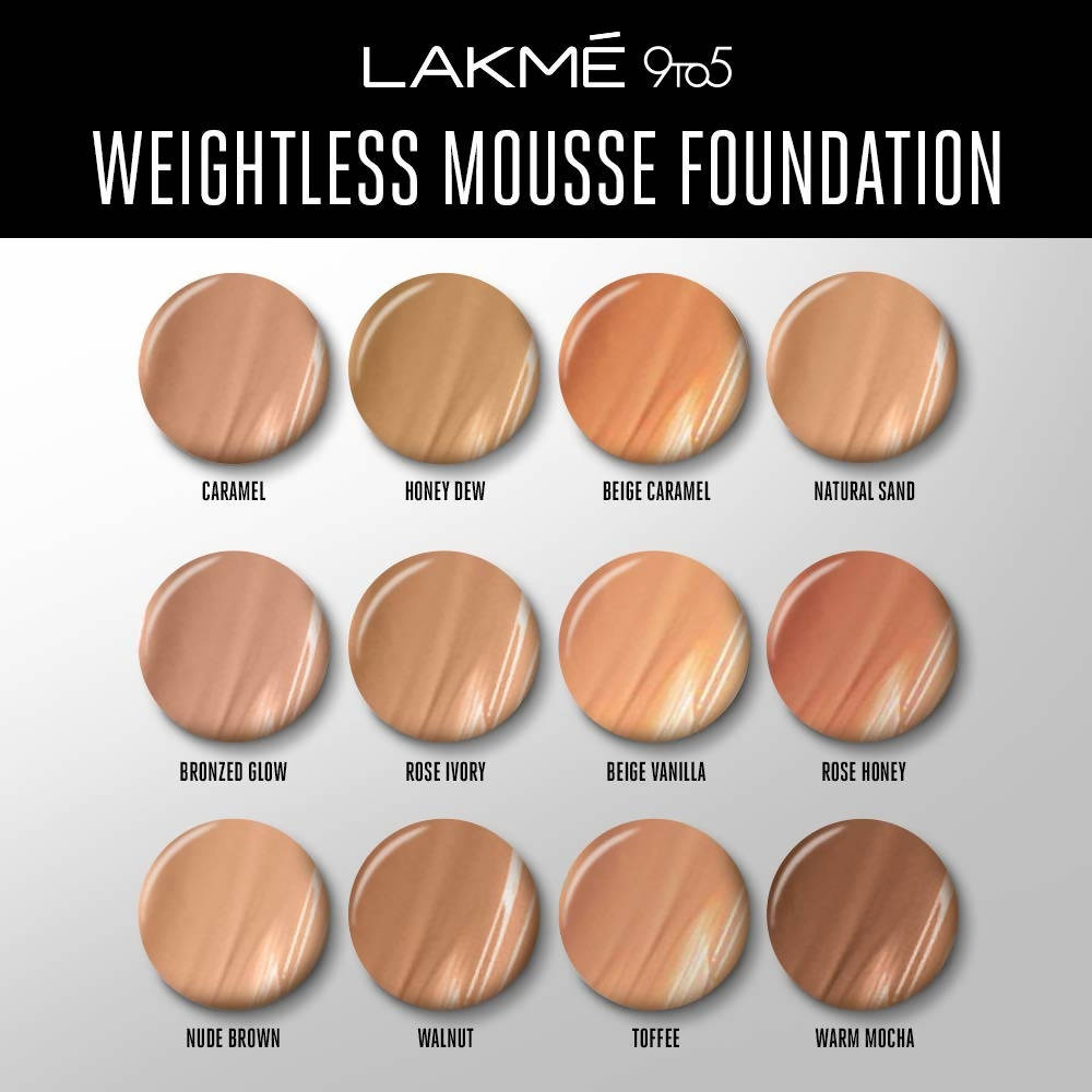 Lakme 9To5 Weightless Mousse Foundation - Beige Caramel - Distacart