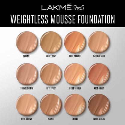 Lakme 9To5 Weightless Mousse Foundation - Beige Caramel - Distacart