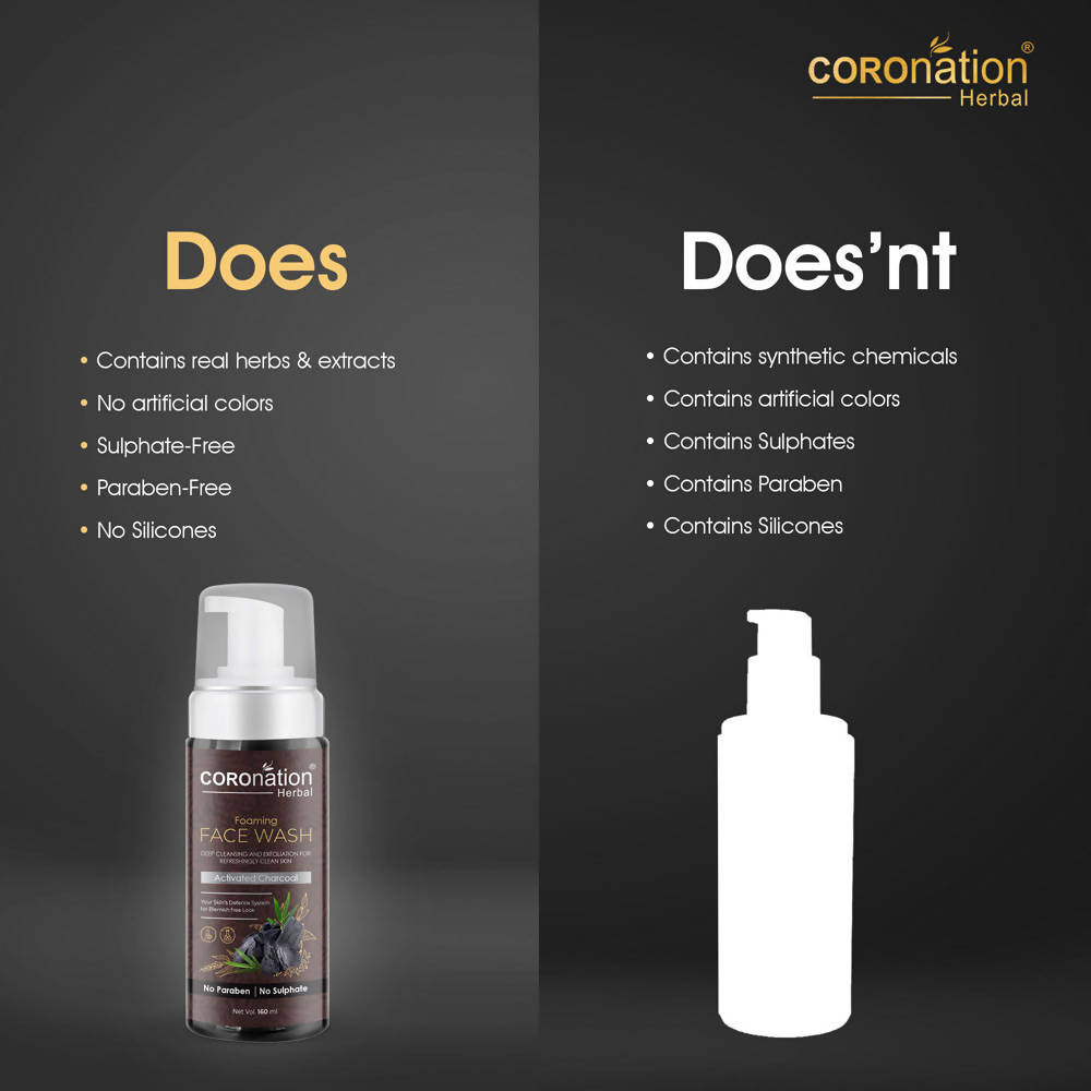 Coronation Herbal Activated Charcoal Foaming Face Wash - Distacart