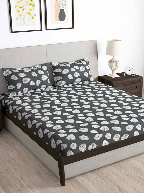 Story@home Green & White Floral Microfiber 180 TC Bedsheet With Pillow Cover - Distacart