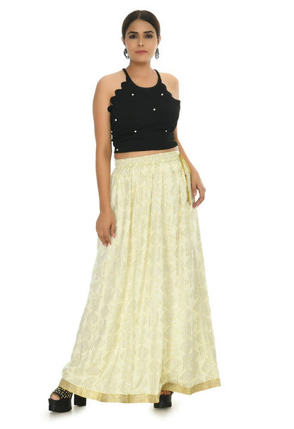 Mominos Fashion Moeza Cotton Off White Printed Lehenga (Lancha)