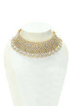 Thumbnail for Mominos Fashion Johar Kamal Traditional Rajwadi Design Heavy Golden Colour Necklace Set - Distacart