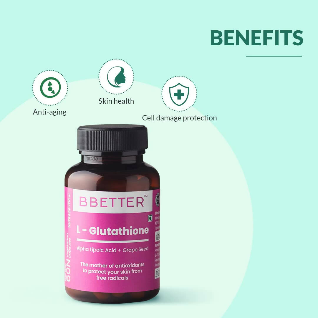 BBETTER L-Glutathione Capsules with Alpha Lipoic Acid, Grape Seed Extract for Skin - Distacart