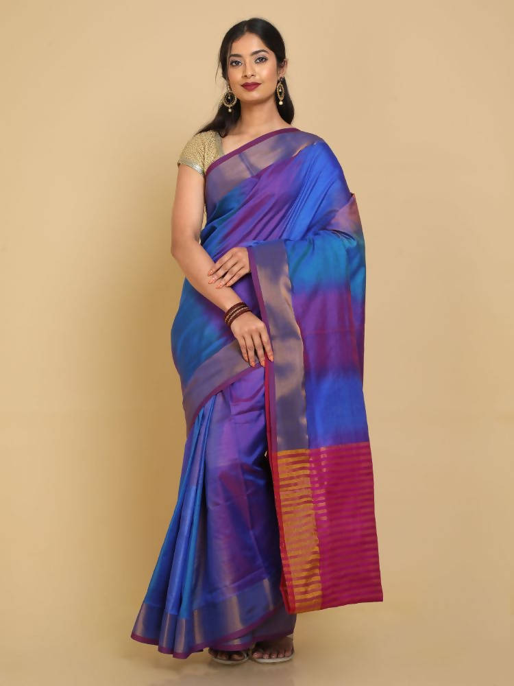 Kalamandir Ikkat Print Multi Uppada Saree With Pink Blouse