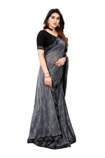Thumbnail for Vamika Grey Malai Silk Embroidery Saree