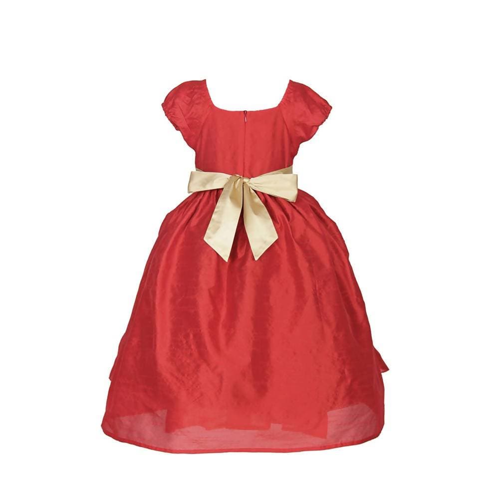 Asmaani Baby Girl's Red Color Satin A-Line Maxi Full Length Dress (AS-DRESS_22004) - Distacart