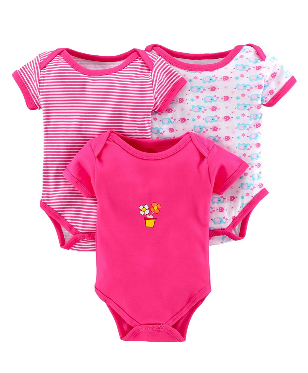 EIO New Born Baby Rompers Body Suits Jump Suit For Boys And Girls - Dark Pink - Distacart