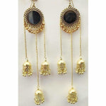Thumbnail for Gold Plated Oxidized Mirror Long Hanging Jhumkas Earrings