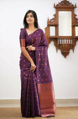 DEIANA'S Beautiful Golden Jari with New Design Soft Lichi Silk Saree - Wine - Distacart