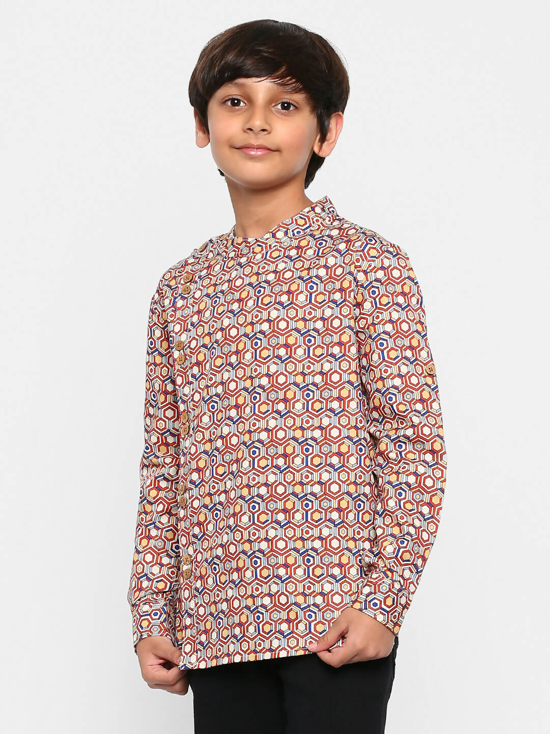 Manet Ethnic Full Sleeves Printed Shirt - Brown - Distacart