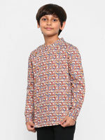 Thumbnail for Manet Ethnic Full Sleeves Printed Shirt - Brown - Distacart
