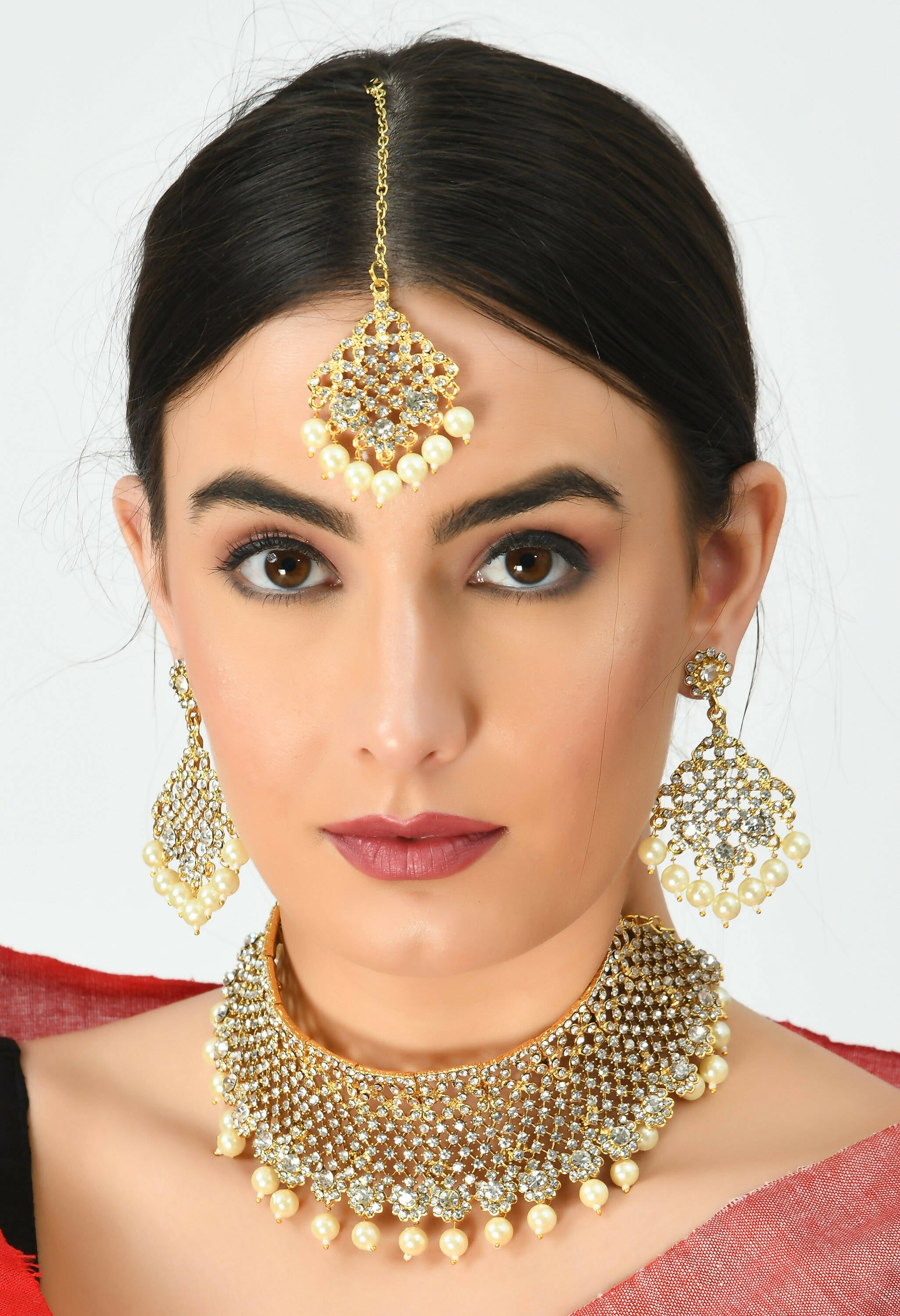 Mominos Fashion Johar Kamal Traditional Rajwadi Design Heavy Golden Necklace Set - Distacart