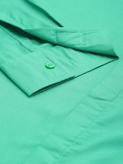 Sea Green Men Viscose rayon Solid Straight Shirt - Mahotsav - Distacart