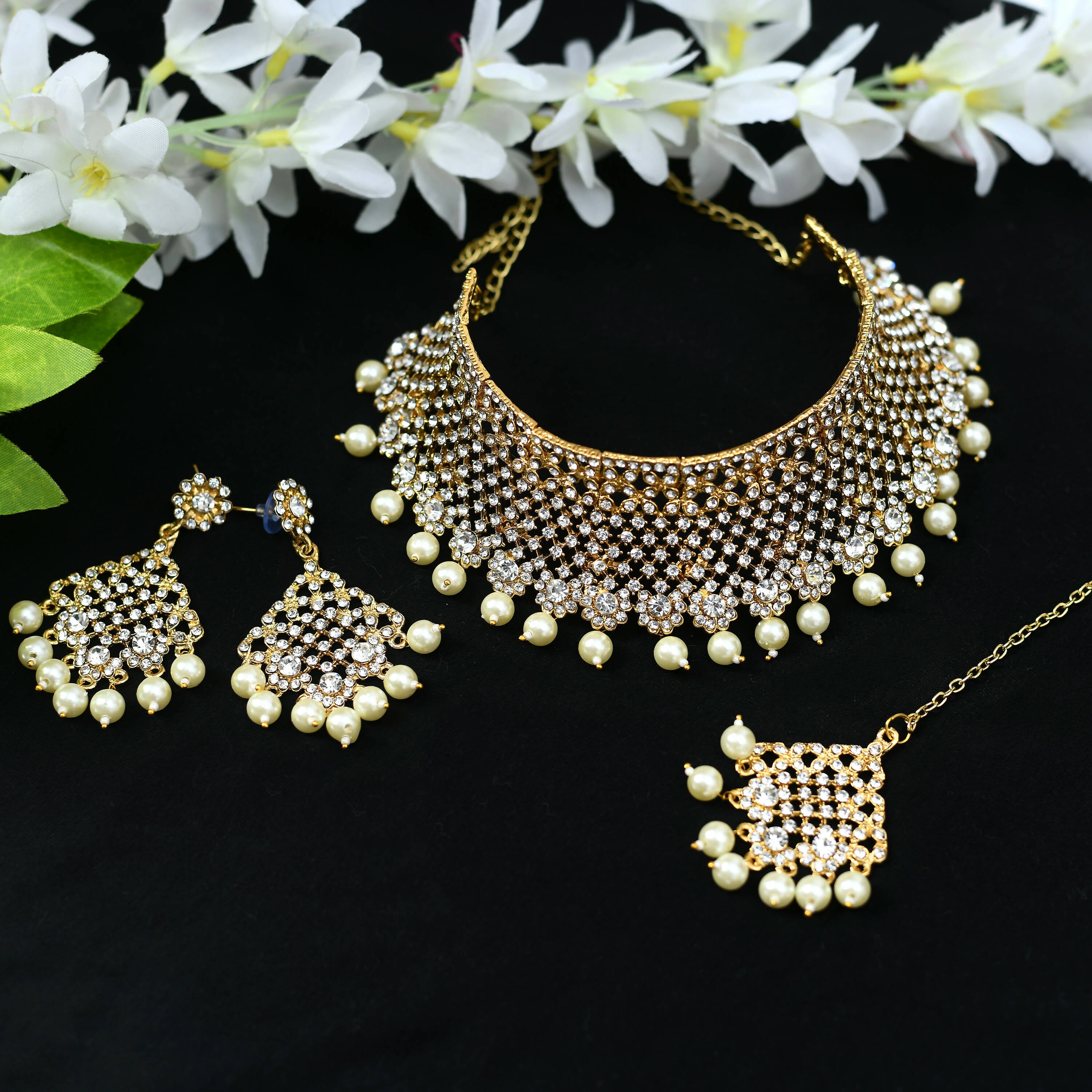 Mominos Fashion Johar Kamal Traditional Rajwadi Design Heavy Golden Necklace Set - Distacart