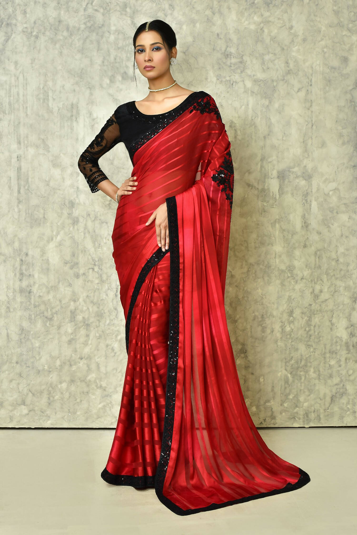 Maroon Silk Solid Designer Saree with Blouse - Purvi - Distacart