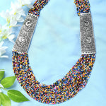 Thumbnail for Mominos Fashion Johar Kamal Oxidised Multi Beads Long Statement Necklace For Women - Distacart