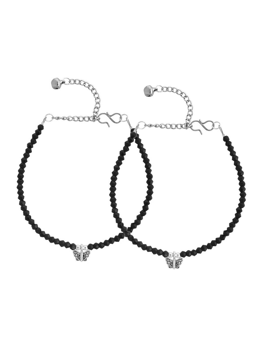 VOJ Women Black Color stainless steel Anklet - Distacart