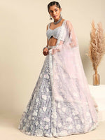 Thumbnail for House of Panchhi Mauve Chinon Sequins and Zarkan embroidery Lehenga choli & Dupatta - Distacart