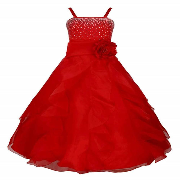 Asmaani Baby Girl's Red Colour Satin A-Line Maxi Full Length Dress (AS-DRESS_22085) - Distacart