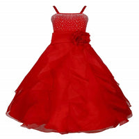Thumbnail for Asmaani Baby Girl's Red Colour Satin A-Line Maxi Full Length Dress (AS-DRESS_22085) - Distacart