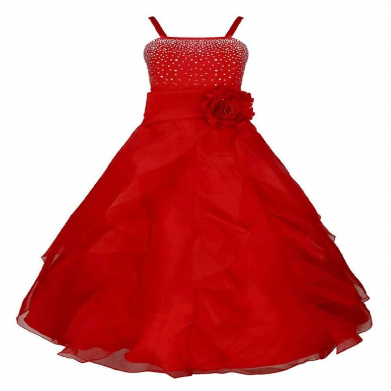 Asmaani Baby Girl&#39;s Red Colour Satin A-Line Maxi Full Length Dress (AS-DRESS_22085) - Distacart