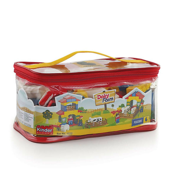Peacock Learning & Educational Building Interlocking Blocks Set For Kids - Dairy Farm - Distacart